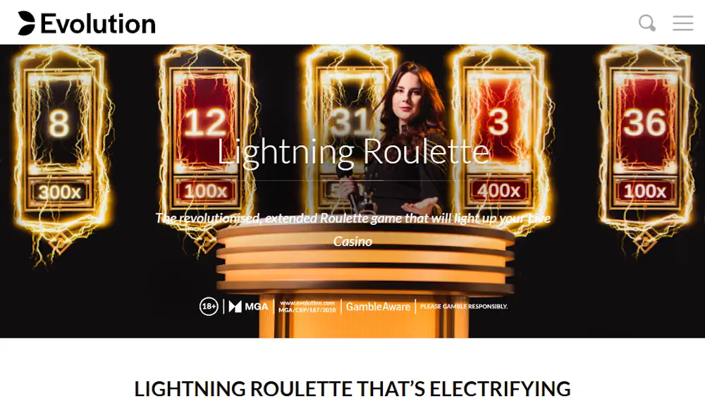 Lightning Roulette Evolution Game Screenshot